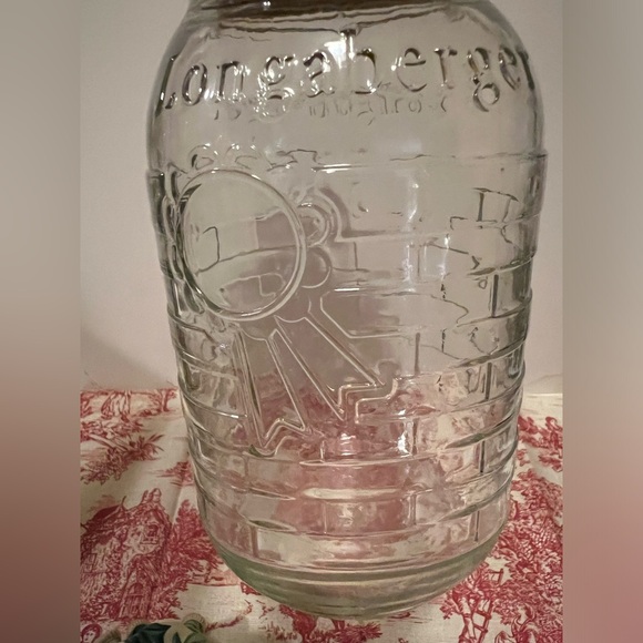 NWOT LONGABERGER GLASS MASON JAR w/ CHRISTMAS LID COVER. - Picture 6 of 10